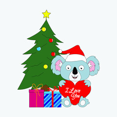 cute koala animal cartoon on christmas