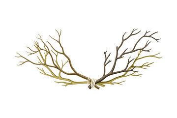 Bare Tree Branch Tied in Semi Circle Vector Illustration