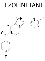 Fezolinetant drug molecule (NK3 receptor inhibitor) skeletal formula.	
