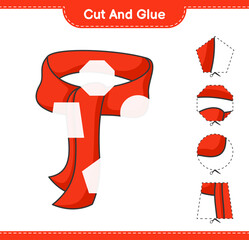 Cut and glue, cut parts of Scarf and glue them. Educational children game, printable worksheet, vector illustration
