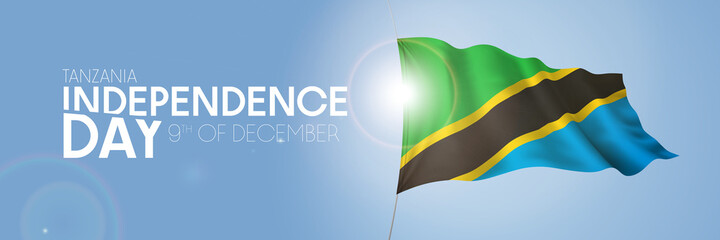Tanzania happy independence day greeting card, banner with template text vector illustration