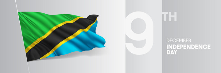 Tanzania happy independence day greeting card, banner vector illustration