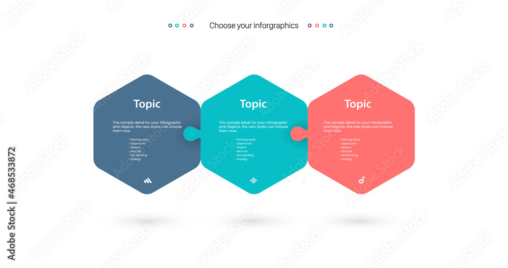 Wall mural three options or steps of infographics for business concept with vector infographic label design tha