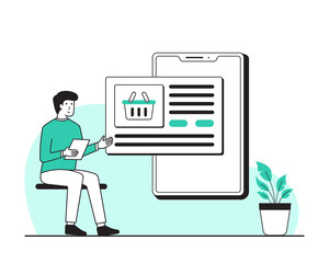 online shopping mobile applications concept illustration © fendy