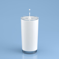 A drop in a glass of milk 3D render
