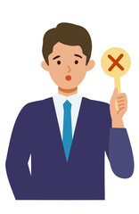 BusinessMan cartoon character. People face profiles avatars and icons. Close up image of man having warning expression .