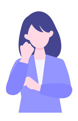 BusinessWoman cartoon character. People face profiles avatars and icons. Close up image of confused Woman.