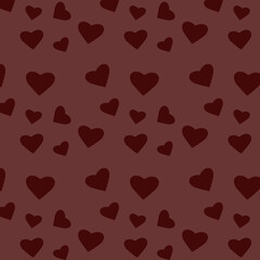 Pattern of many hearts, pastel pink and maroon color