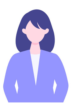 BusinessWoman cartoon character. People face profiles avatars and icons. Close up image of smiling Woman.