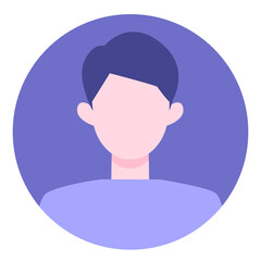 Young Man cartoon character. People face profiles avatars and icons. Close up image of smiling man.