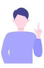 Young Man cartoon character. People face profiles avatars and icons. Close up image of pointing man.
