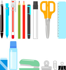 文房具、筆記用具のイラストセット