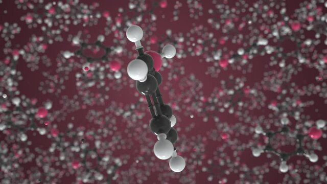 Molecule of phenol, isolated molecular model. Looping 3D animation or motion background