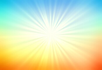 Obraz premium Bright sunshine on blur empty background of yellow blue orange gradient. Tropical natural colors abstract illustration.