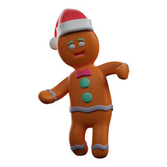 3D Gingerbread Cartoon Character cute dancing pose