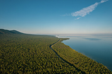 Summertime imagery of Lake Baikal in morning is a rift lake located in southern Siberia, Russia....