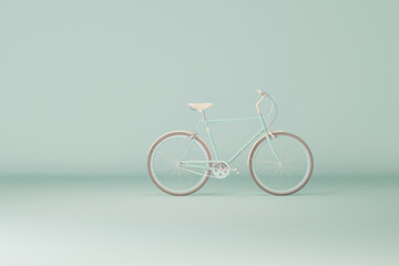 Bicycle on pastel purple background. Minimal composition for social media , eco friendly transportation. Minimal creative idea layout, Concept for environment preserve on earth day. 3d render