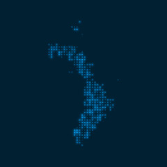 Fototapeta na wymiar Lord Howe Island dotted glowing map. Shape of the island with blue bright bulbs. Vector illustration.