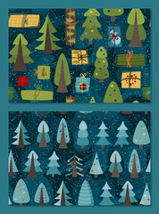 Christmas tree - seamless Christmas pattern. Winter  background for fabric, textile, wallpaper, posters, gift wrapping and paper, napkins. Print for kids