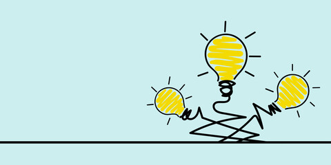 Light bulb drawn. Design, free space, copy, creative and innovative ideas. vector illustration