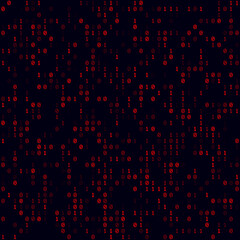 Matrix background. Red sparse binary background. Medium-sized seamless pattern. Creative vector illustration.