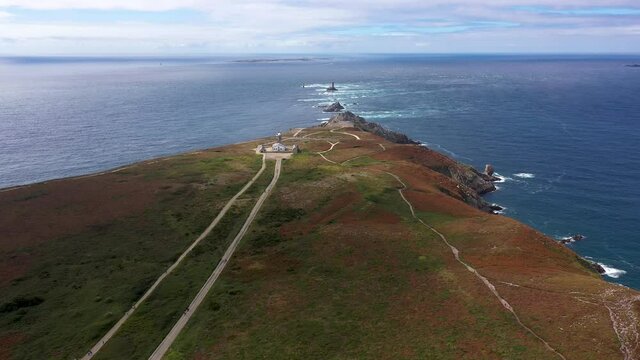 aerial view on the tip of raz on finistere in brittany