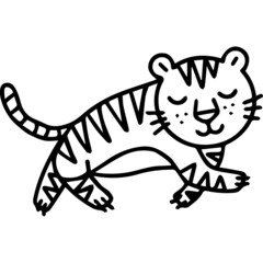 christmas doodle_cute tiger hand drawing