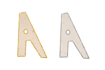 Glitter Latin letters. Clip art set on white background. Letter A