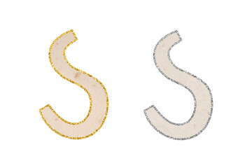 Glitter Latin letters. Clip art set on white background. Letter S