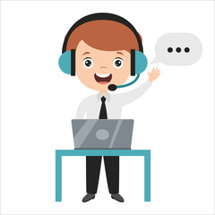 Cartoon Drawing Of A Callcenter Worker