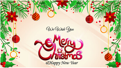 Fototapeta na wymiar Merry christmas and new year banner design background 