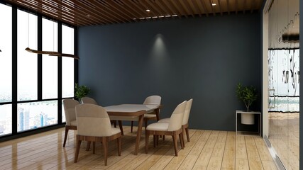 a blank wall in luxury office meeting room 3d render interior design
