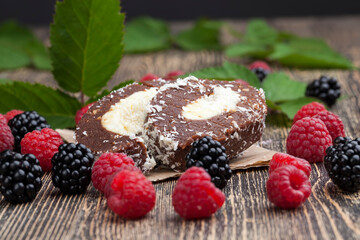 chocolate cake with creamy coconut filling