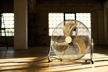 large floor fan in old empty loft