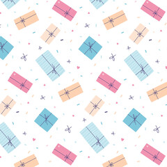 Seamless festive pattern. Gift box