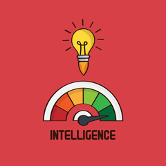 inteligence concept - bulb and gauge. Trendy flat vector concept.