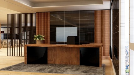 blank office wall in the reception room for company logo mockup