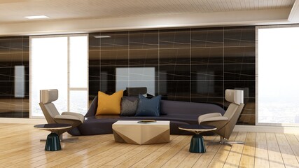 modern office lobby waiting room for company logo mockup