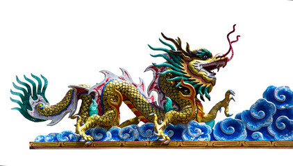 Golden dragon sculpture in chinese temple