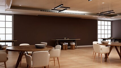 luxury restaurant 3d design interior for wall mockup