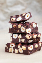 bitter chocolate with hazelnuts, homemade
