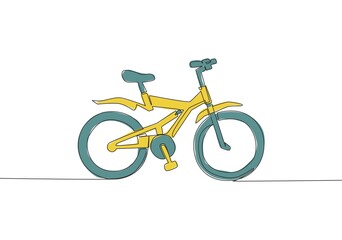 Fototapeta premium One continuous line drawing of modern and trendy bicycle kids logo. Fun bike concept. Single line draw design vector illustration
