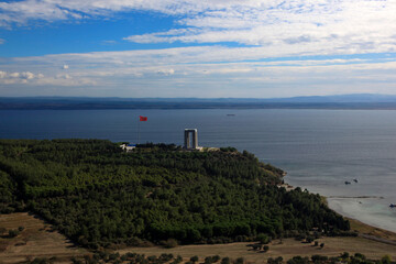 Canakkale Martyrs' Memorial with Turkish Flag, Turkey