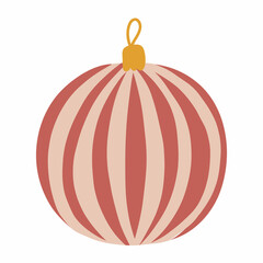 Colorful Christmas ornament in hand drawn style. Vector illustration of decorations for the Christmas tree