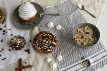 bun, cupcake and oatmeal