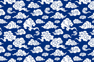 Fototapeta premium Blue cloud background, Chinese oriental pattern illustration vector