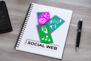 Social web concept on a notepad