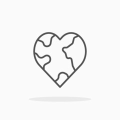 Love Earth icon. Editable Stroke and pixel perfect. Outline style. Vector illustration. Enjoy this icon for your project.