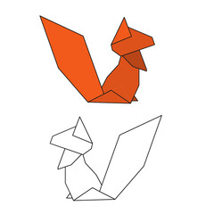 origami squirrels: colored and black and white lines 