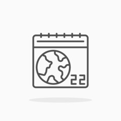 World Environment Day Calendar icon. Editable Stroke and pixel perfect. Outline style. Vector illustration. Enjoy this icon for your project.